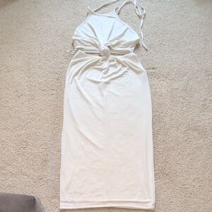 Women's BSB Elegant White Halter Dress With Knot Size M